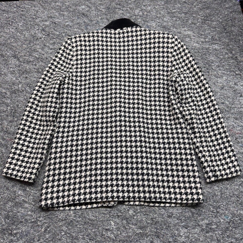 Leslie Fay Sportswear Houndstooth Blazer Black White Velvet Collar Size 12 - Picture 8 of 8